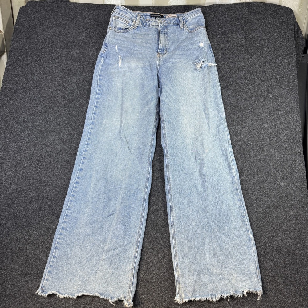 BCBGeneration Jeans Womens 9/29 Blue Denim Cotton Stretch High Rise Wide Leg